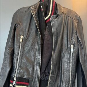 Doma Black Bomber Jacket with Sporty Trim